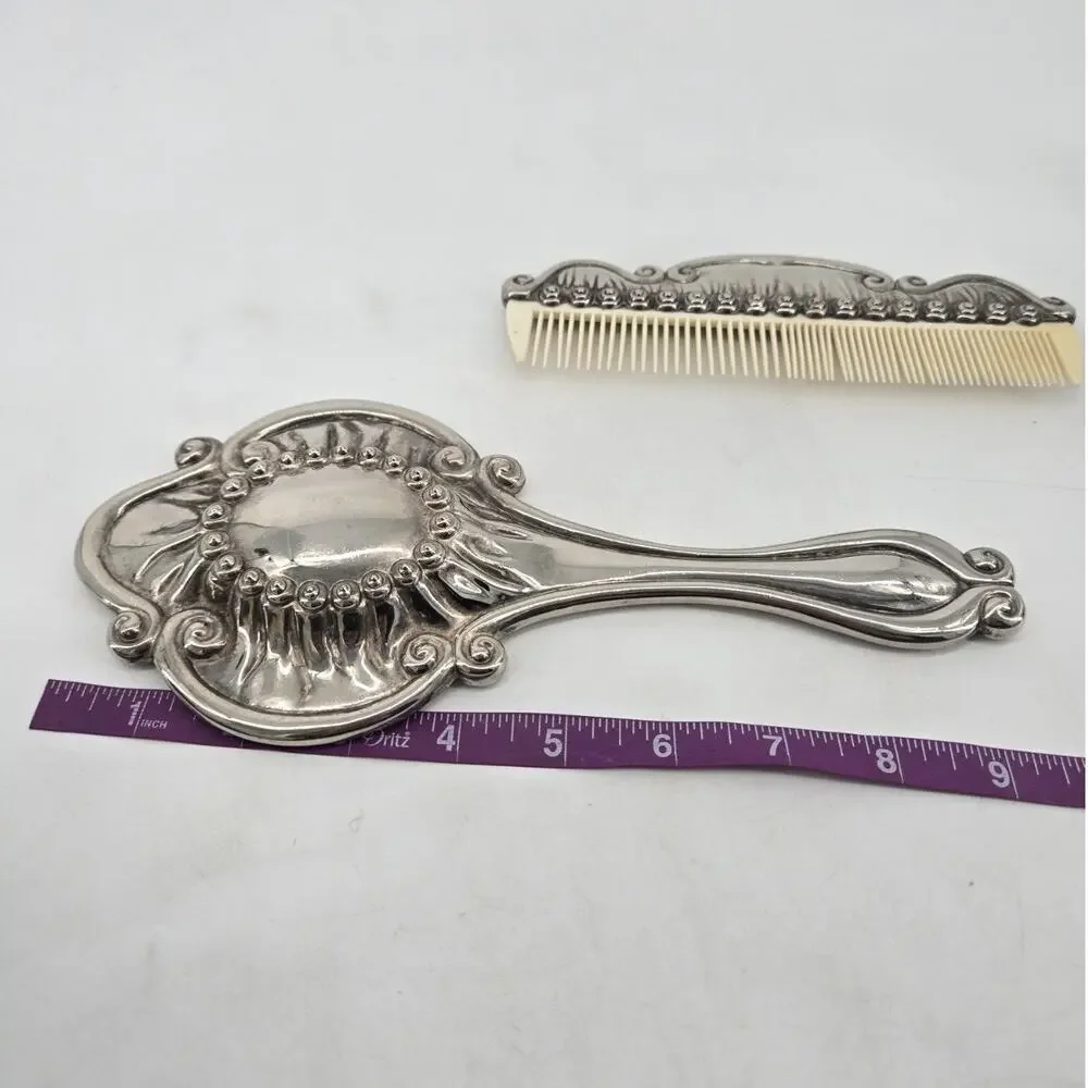Vintage Art Deco Silver Plated Mirror & Comb Vanity International Silver Co